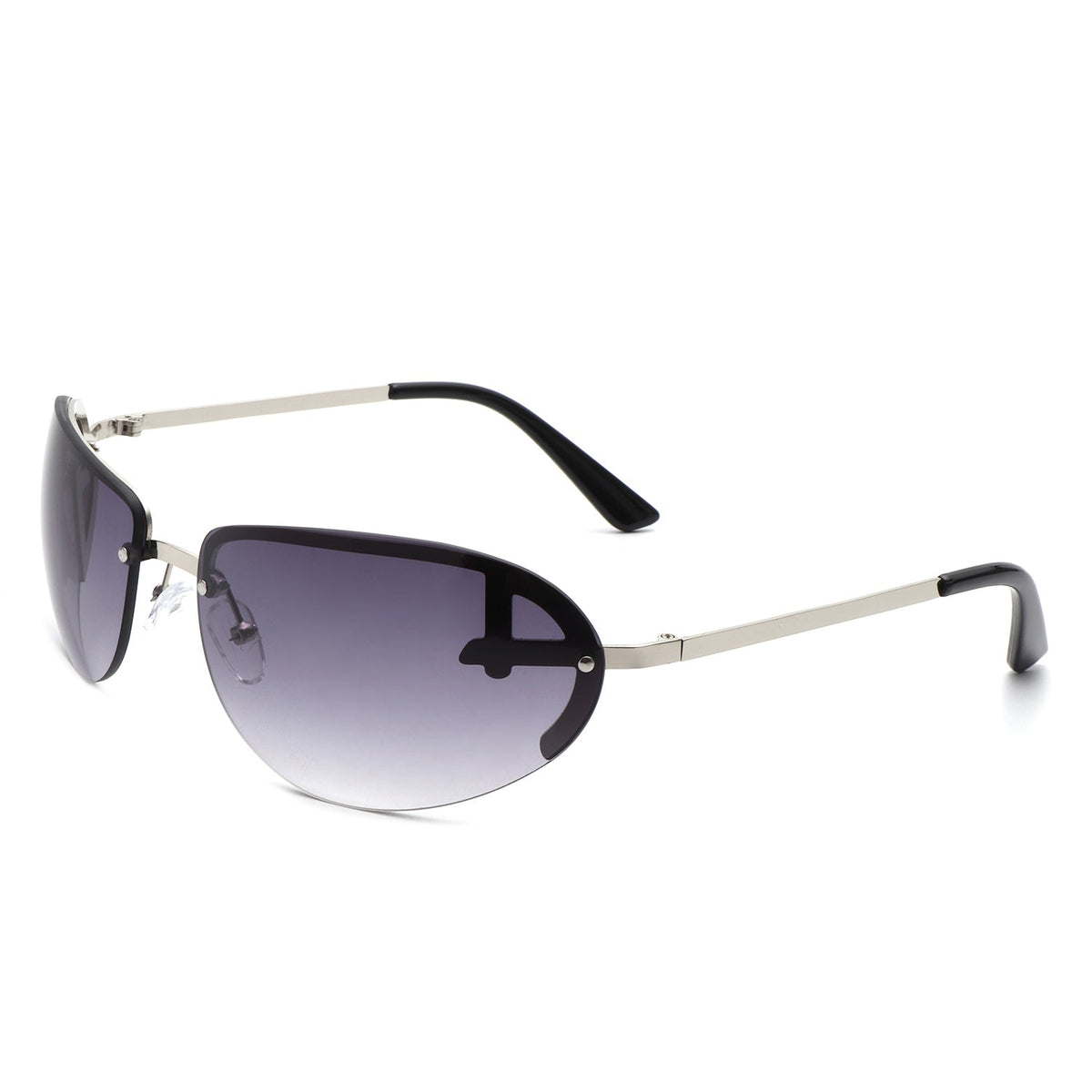Oceandew - Retro Rimless Oval Tinted Fashion Round Sunglasses - Charming Charlie