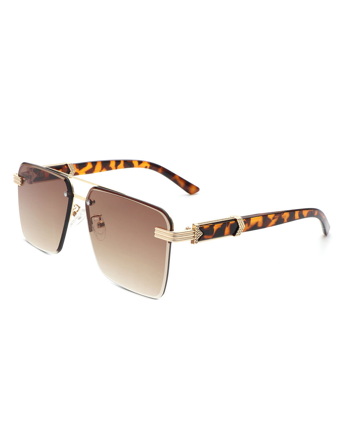 Blip - Retro Tinted Rimless Brow-Bar Fashion Square Sunglasses - Charming Charlie