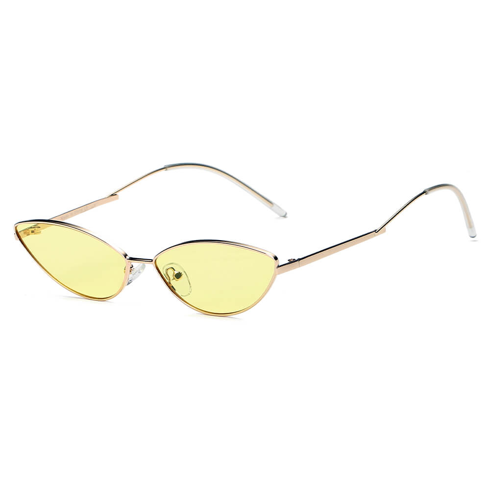 FLINT | S3012 - Small True Retro Vintage Slim Metal Sunglasses - Cramilo Eyewear - Stylish Trendy Affordable Sunglasses Clear Glasses Eye Wear Fashion