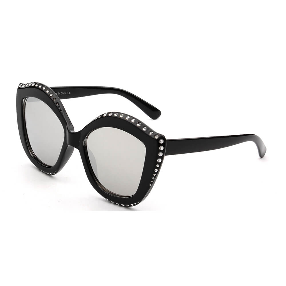 ANGOLA | S1092 - Women Oversized Round Cat Eye Fashion Sunglasses - Cramilo Eyewear - Stylish Trendy Affordable Sunglasses Clear Glasses Eye Wear Fashion