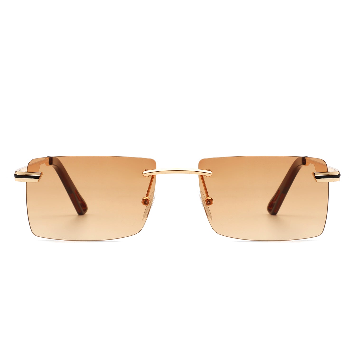 Vibrante - Rectangle Rimless Retro Tinted Fashion Flat top Sunglasses - Charming Charlie