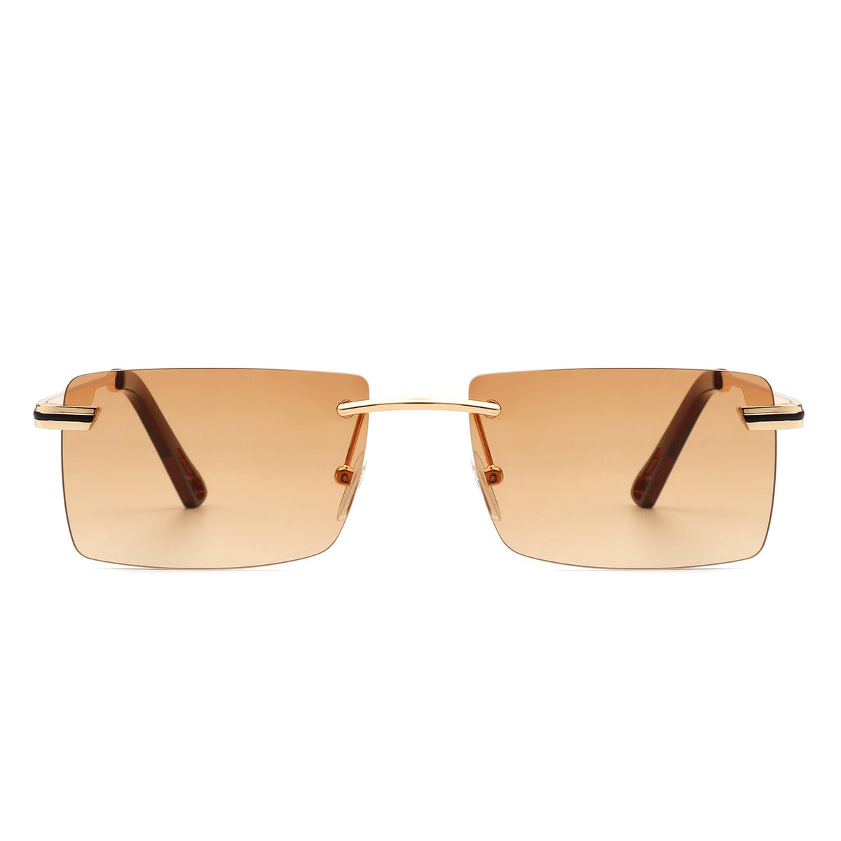Vibrante - Rectangle Rimless Retro Tinted Fashion Flat top Sunglasses - Charming Charlie