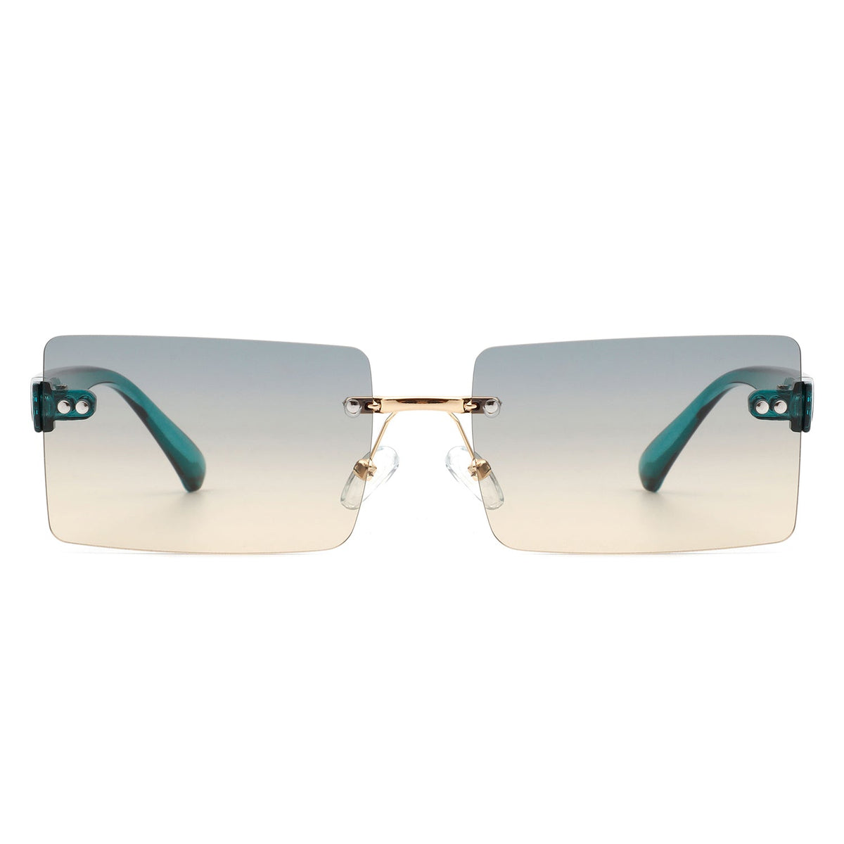 Jadesoul - Rectangle Retro Rimless Tinted Fashion Vintage Square Sunglasses - Charming Charlie