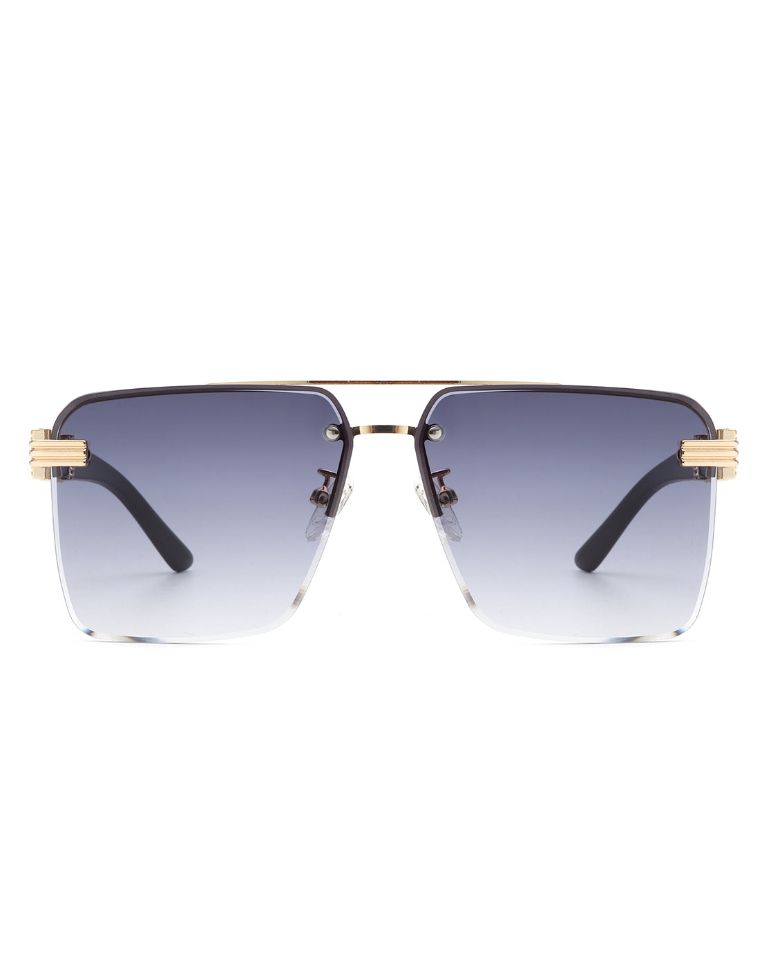 Blip - Retro Tinted Rimless Brow-Bar Fashion Square Sunglasses - Charming Charlie