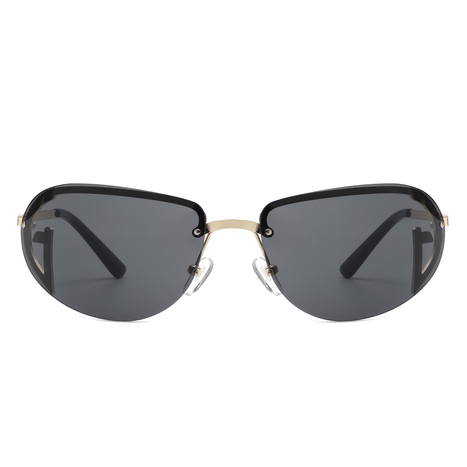 Oceandew - Retro Rimless Oval Tinted Fashion Round Sunglasses - Charming Charlie