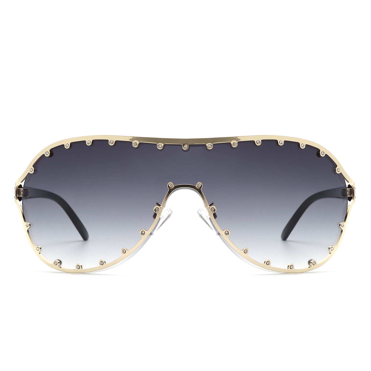 Evanesce - Oversize Rhinestone Design Fashion Women Aviator Sunglasses - Charming Charlie