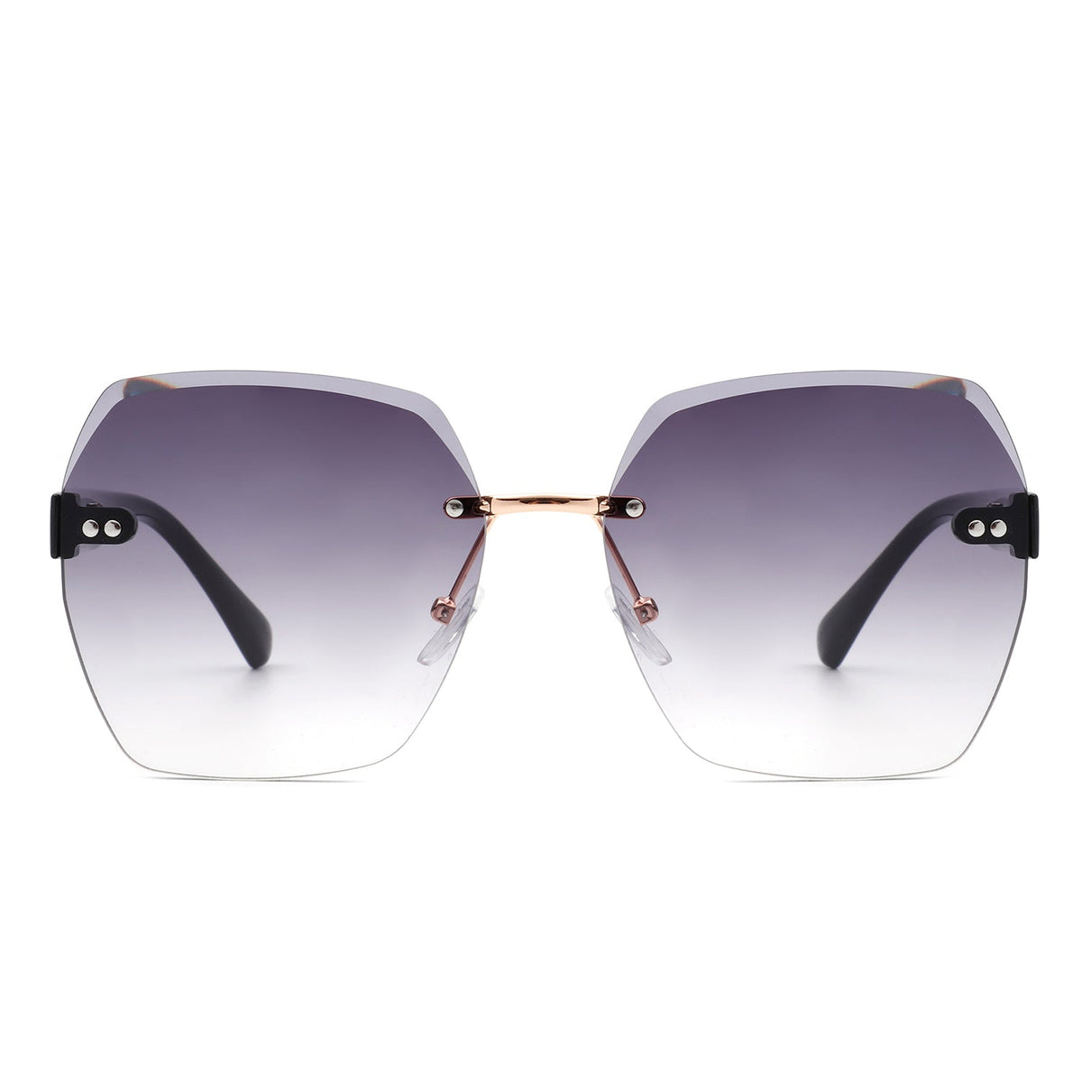 Evernova - Oversize Square Geometric Rimless Tinted Fashion Sunglasses - Charming Charlie