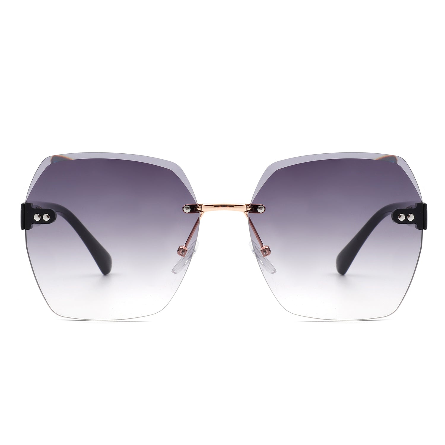 Evernova - Oversize Square Geometric Rimless Tinted Fashion Sunglasses - Charming Charlie