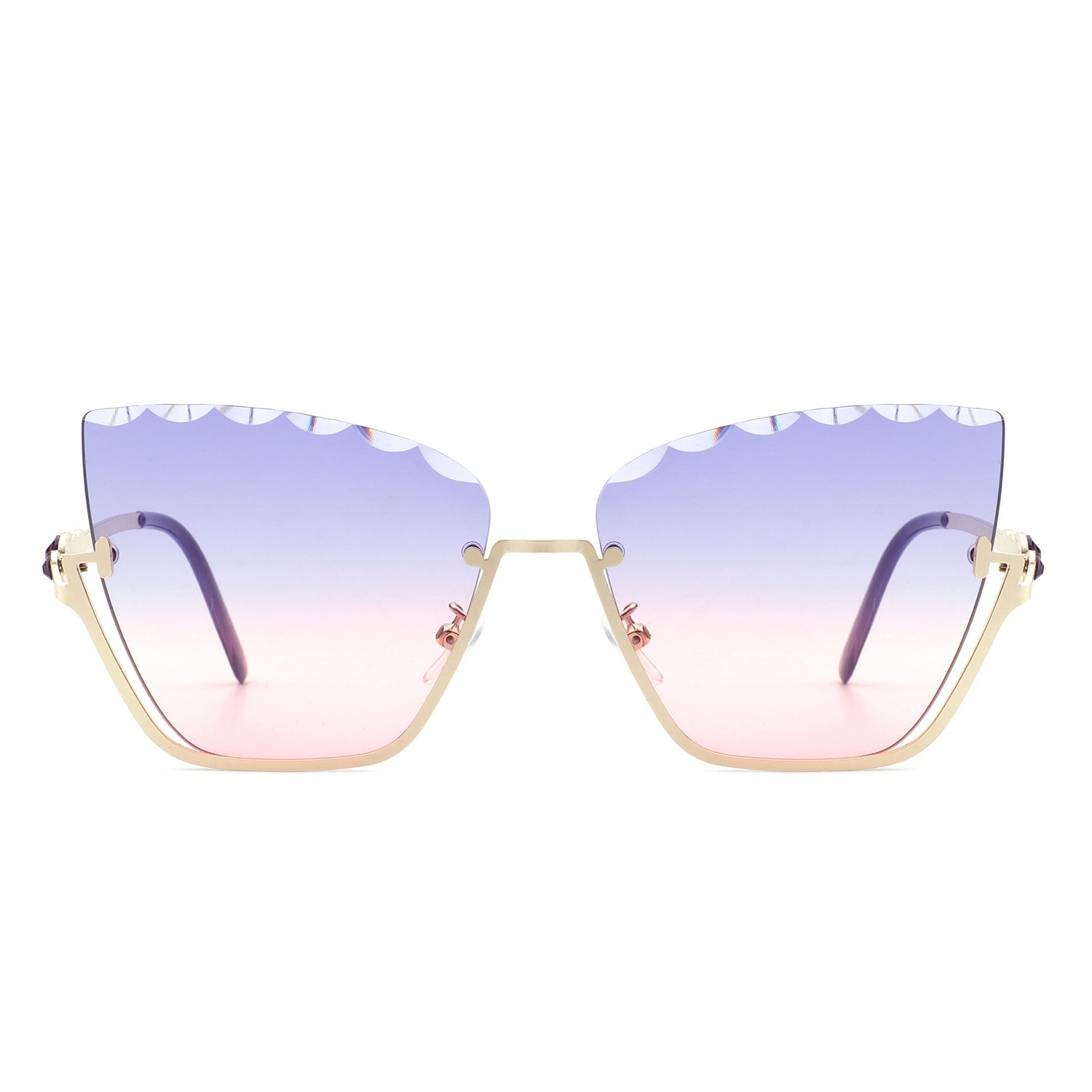Starfire - Half Frame Square Irregular Tinted Fashion Cat Eye Sunglasses - Charming Charlie