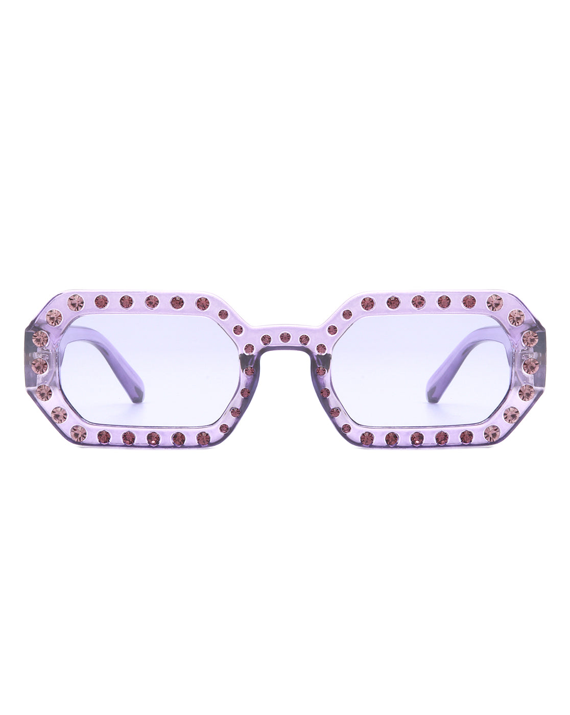 Whisp - Square Retro Rhinestone Tinted Geometric Fashion Sunglasses - Charming Charlie