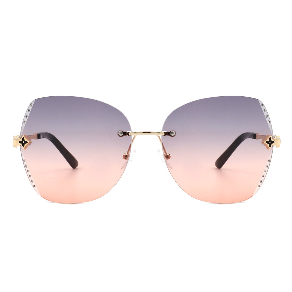 Kineticx - Oversize Rimless Butterfly Shape Tinted Rhinestone Fashion Sunglasses - Charming Charlie