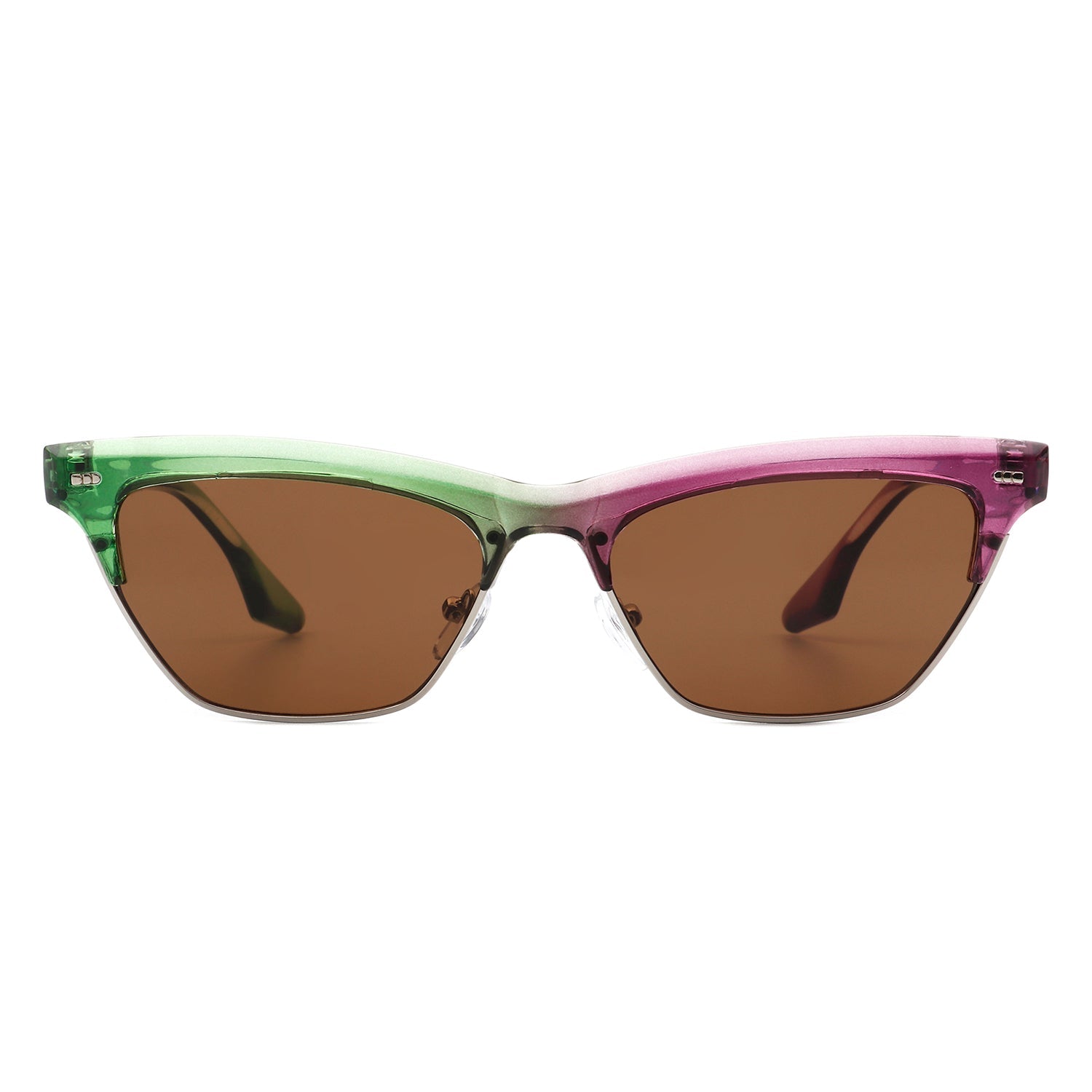 Mistique - Women Retro Half Frame Square Fashion Cat Eye Sunglasses - Charming Charlie