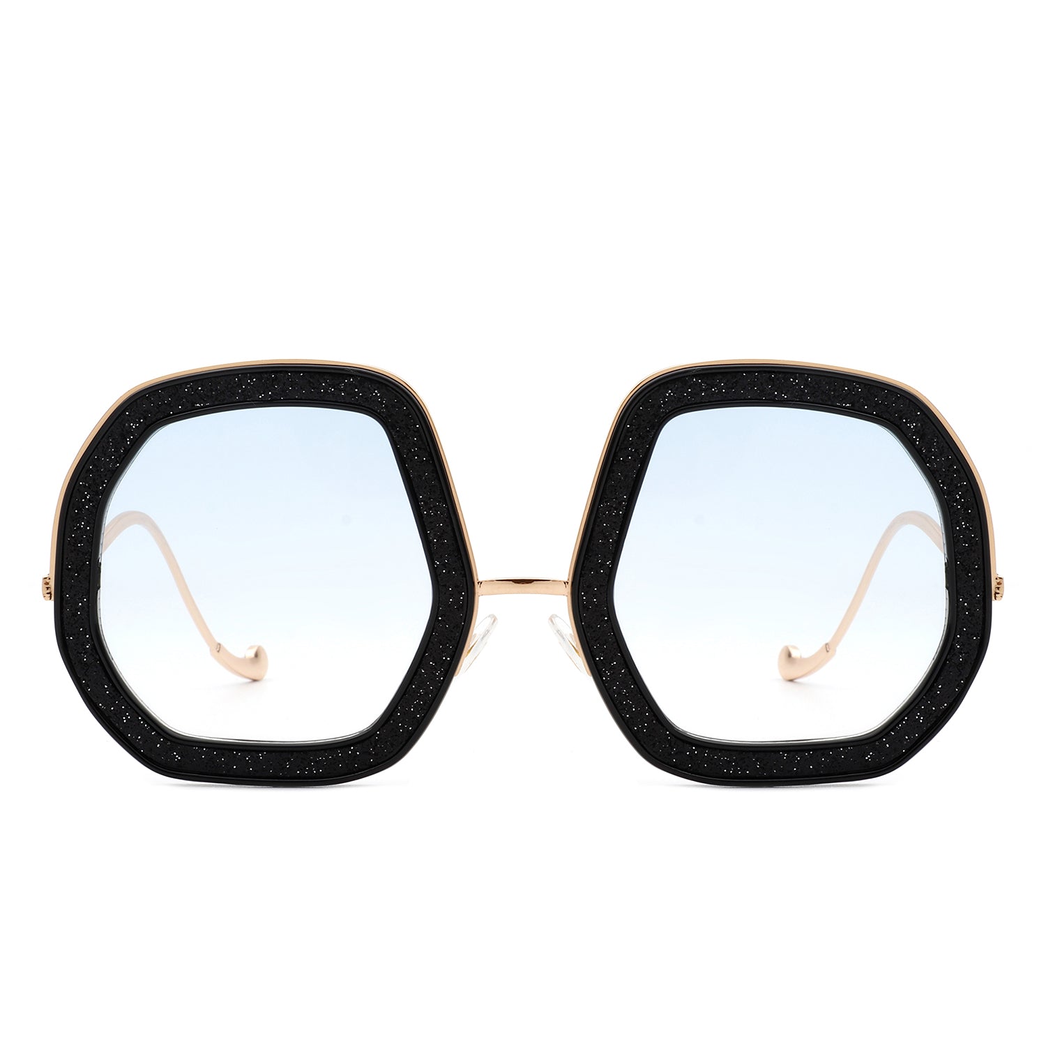 Xanadawn - Women Round Irregular Geometric Glitter Fashion Sunglasses - Charming Charlie