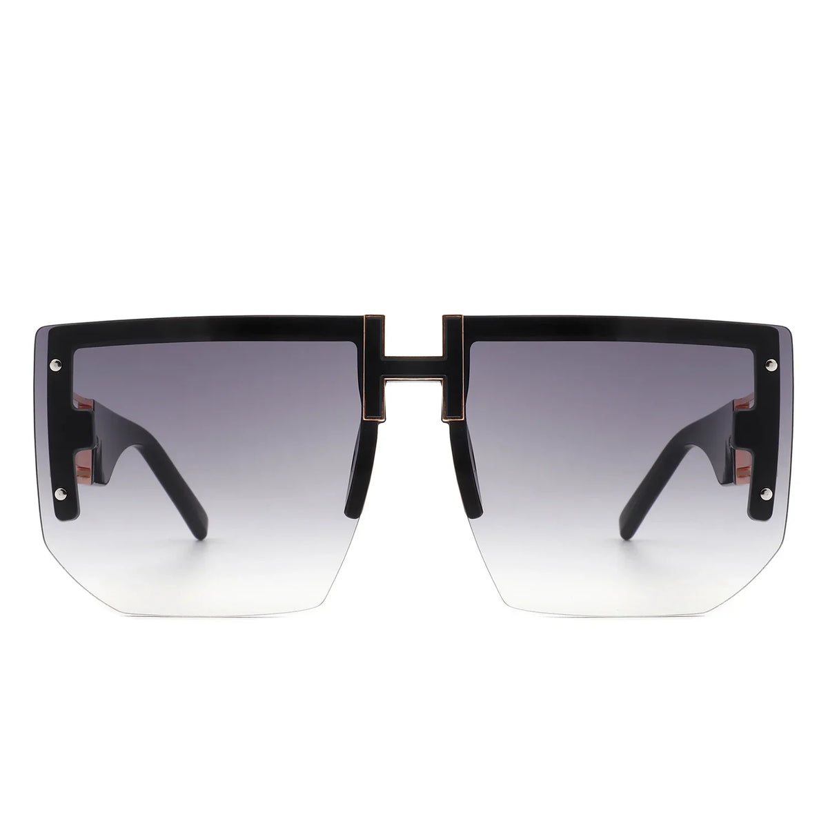 Kaelor - Square Oversized Flat Top Gradient Half Frame Sunglasses - Charming Charlie