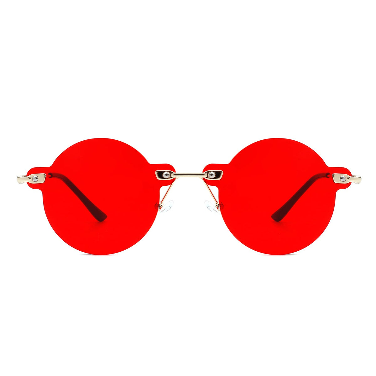 Crescent - Circle Retro Round Rimless Fashion Tinted Vintage Sunglasses - Charming Charlie
