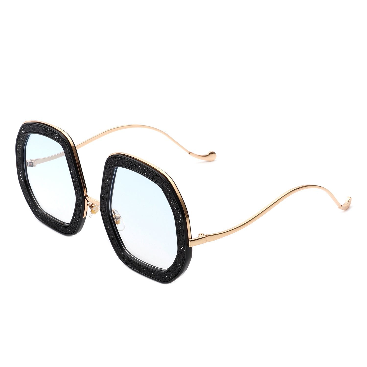 Xanadawn - Women Round Irregular Geometric Glitter Fashion Sunglasses - Charming Charlie
