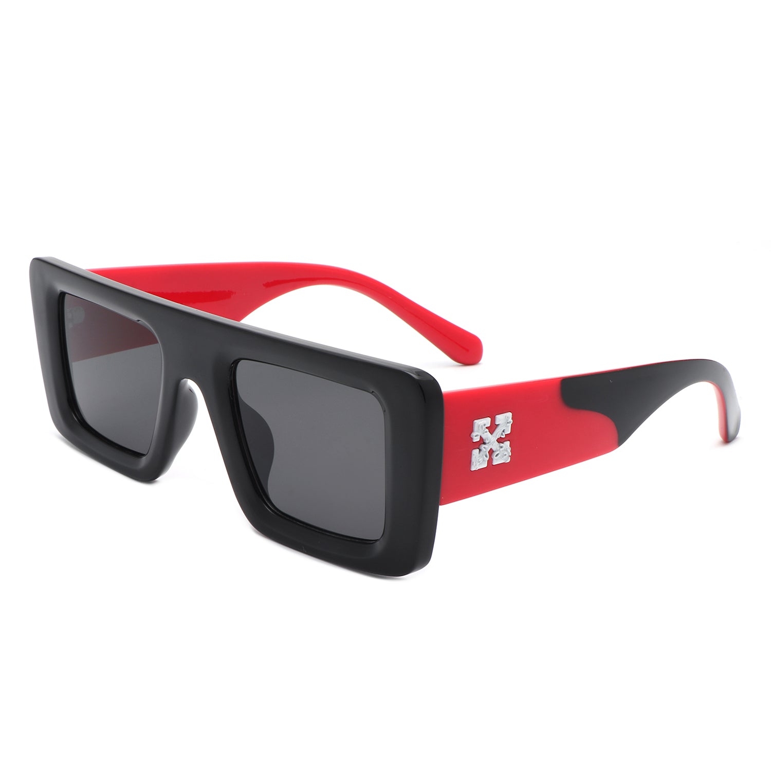 Lumos - Square Retro Two-Tone Thick Frame Flat-Top Sunglasses - Charming Charlie