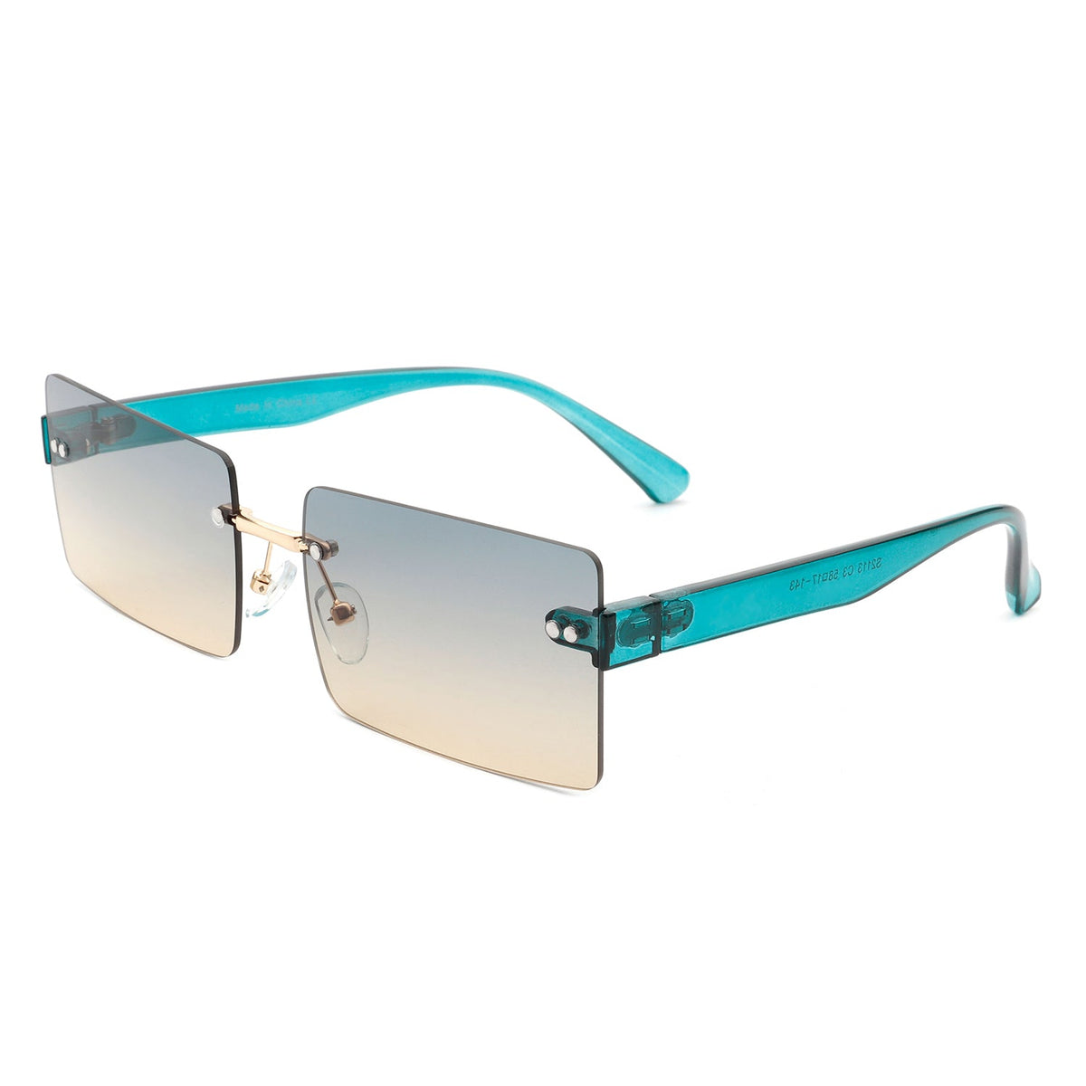 Jadesoul - Rectangle Retro Rimless Tinted Fashion Vintage Square Sunglasses - Charming Charlie
