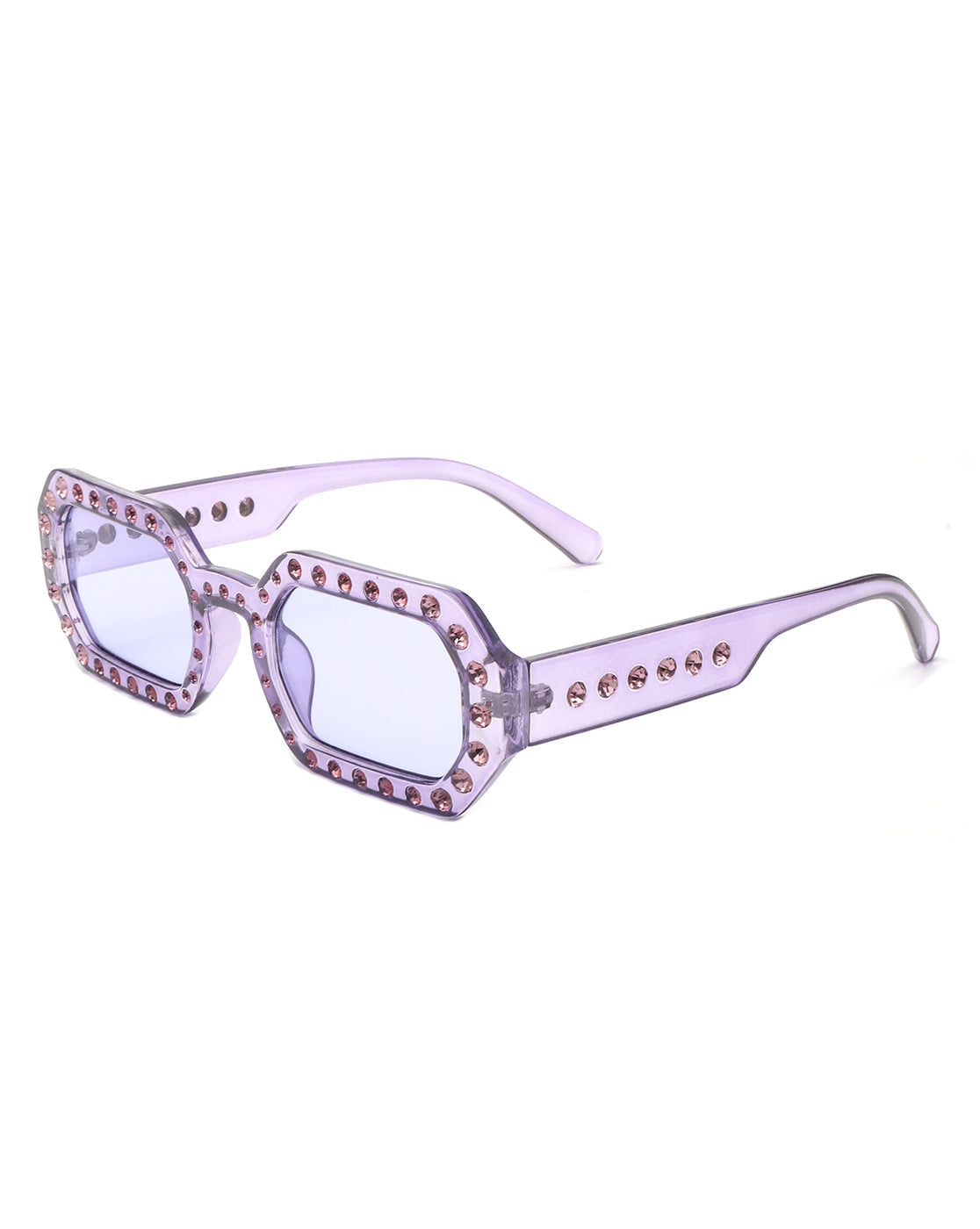 Whisp - Square Retro Rhinestone Tinted Geometric Fashion Sunglasses - Charming Charlie