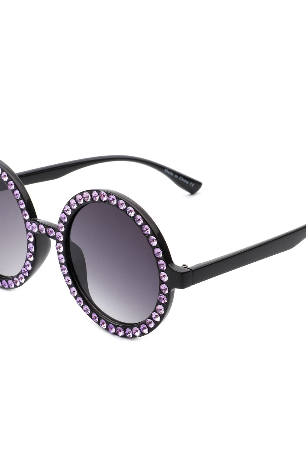 Dreamwey - Round Fashion Rhinestone Circle Oversize Women Sunglasses - Charming Charlie