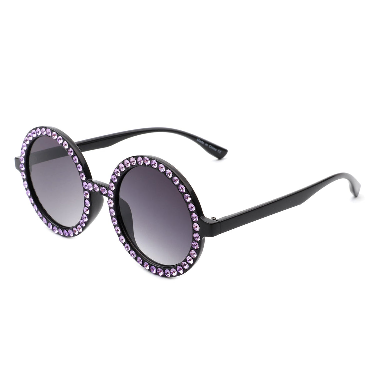 Dreamwey - Round Fashion Rhinestone Circle Oversize Women Sunglasses - Charming Charlie