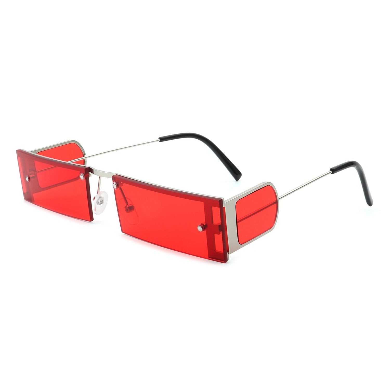 Loro - Rectangle Retro Narrow Slim Flat Top Tinted Sunglasses - Charming Charlie
