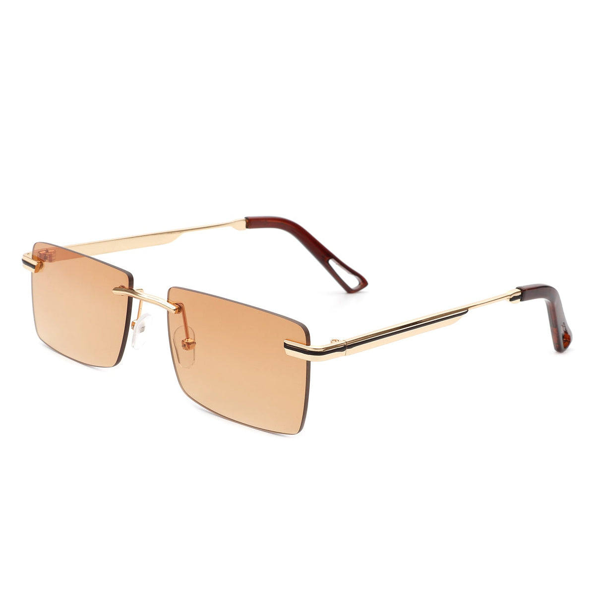 Vibrante - Rectangle Rimless Retro Tinted Fashion Flat top Sunglasses - Charming Charlie