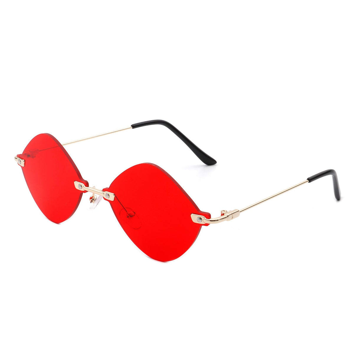 Bluewave - Rimless Retro Round Geometric Frameless Tinted Fashion Sunglasses - Charming Charlie