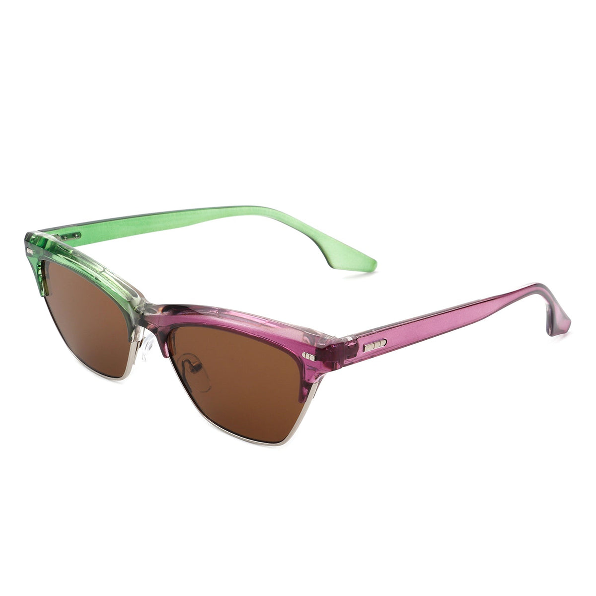 Mistique - Women Retro Half Frame Square Fashion Cat Eye Sunglasses - Charming Charlie