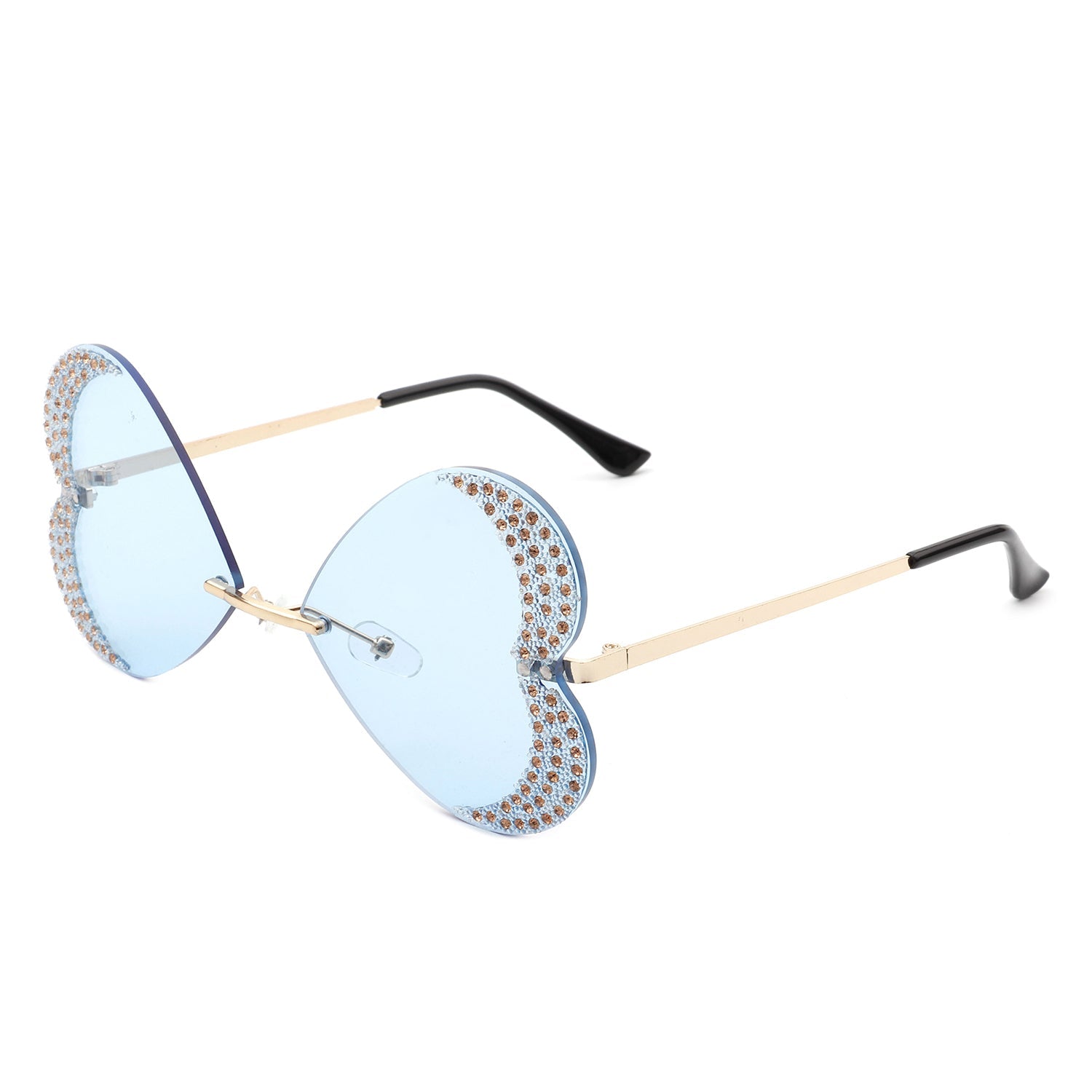 Quixotia - Rimless Butterfly Heart Shape Tinted Fashion Women Sunglasses - Charming Charlie