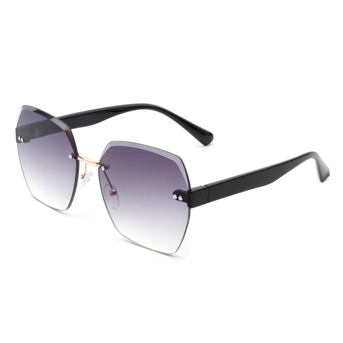 Evernova - Oversize Square Geometric Rimless Tinted Fashion Sunglasses - Charming Charlie