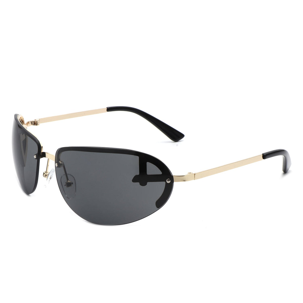 Oceandew - Retro Rimless Oval Tinted Fashion Round Sunglasses - Charming Charlie