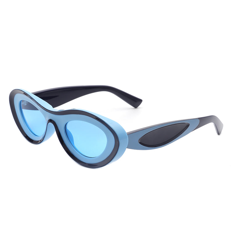 Alba - Oval Retro Round Tinted Fashion Cat Eye Sunglasses - Charming Charlie