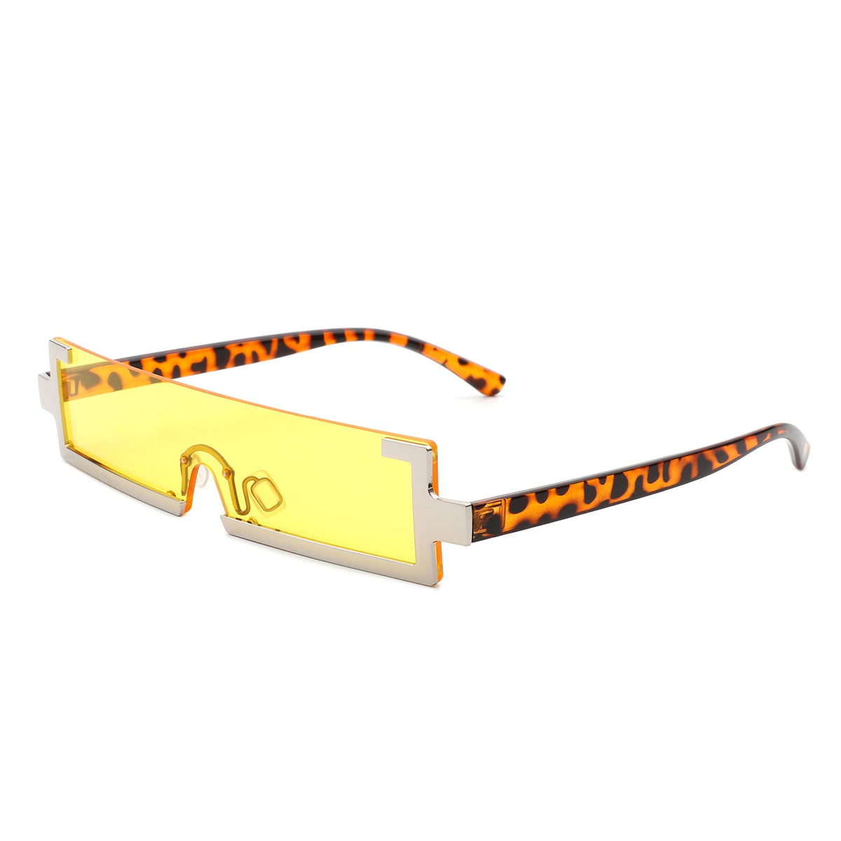 Celestra - Retro Rectangular Narrow Semi Rimless Vintage Slim Fashion Sunglasses - Charming Charlie