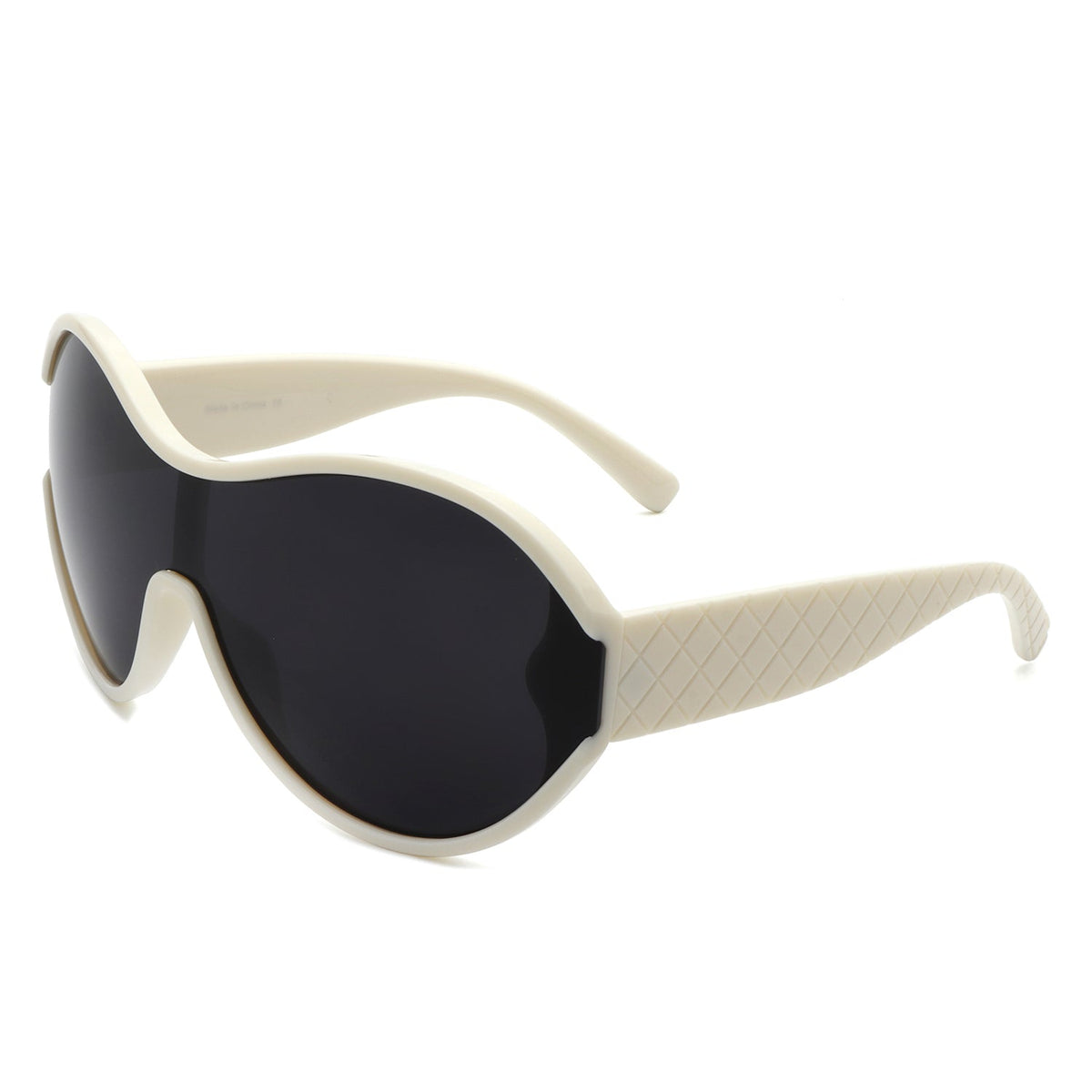 Gwyneth - Oversize Oval Retro Circle Fashion Curved Round Sunglasses - Charming Charlie