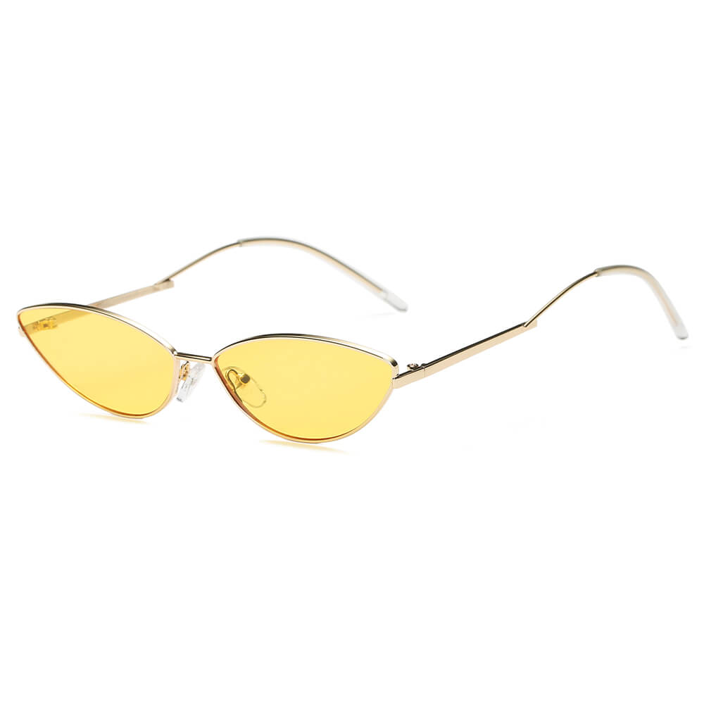 FLINT | S3012 - Small True Retro Vintage Slim Metal Sunglasses - Cramilo Eyewear - Stylish Trendy Affordable Sunglasses Clear Glasses Eye Wear Fashion