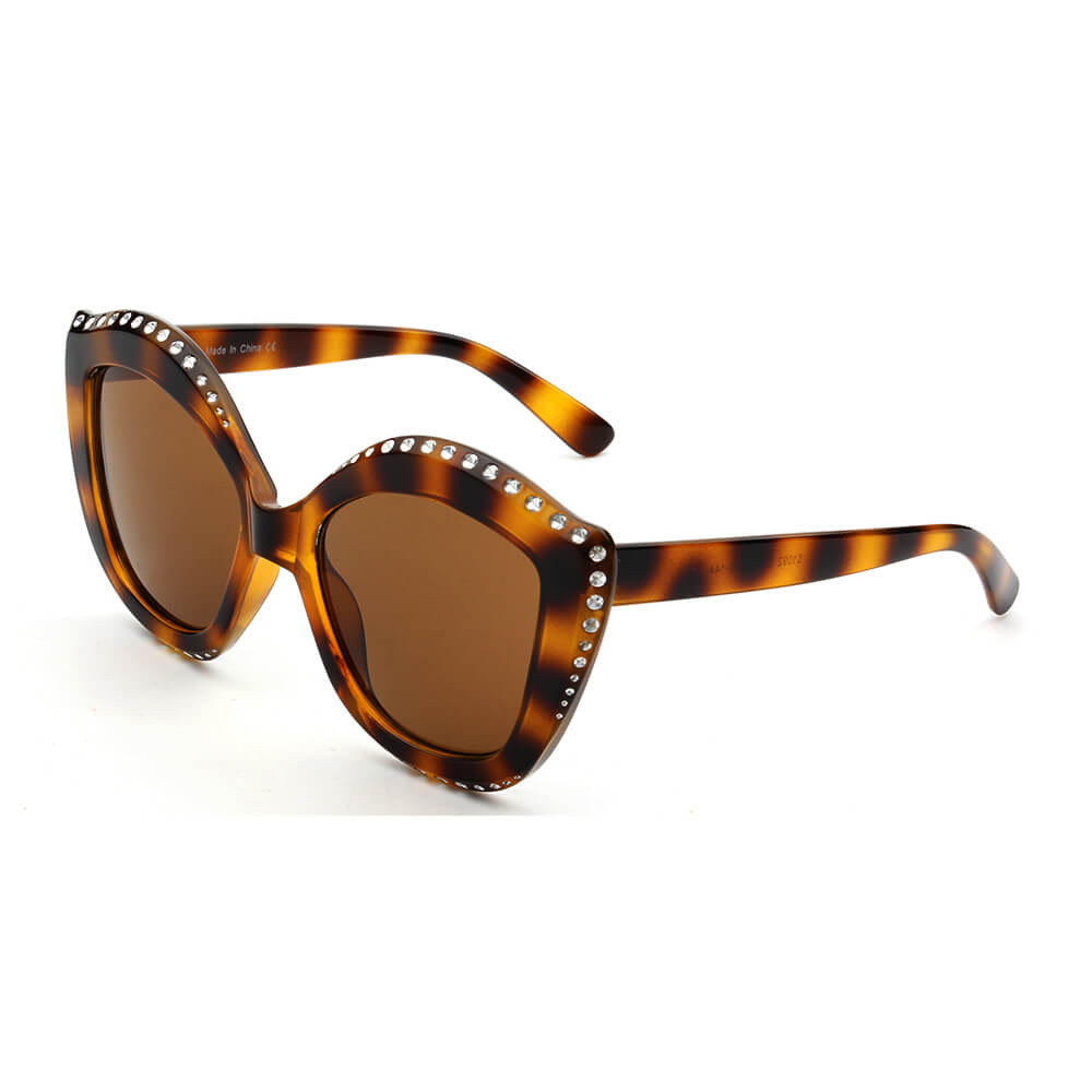 ANGOLA | S1092 - Women Oversized Round Cat Eye Fashion Sunglasses - Cramilo Eyewear - Stylish Trendy Affordable Sunglasses Clear Glasses Eye Wear Fashion