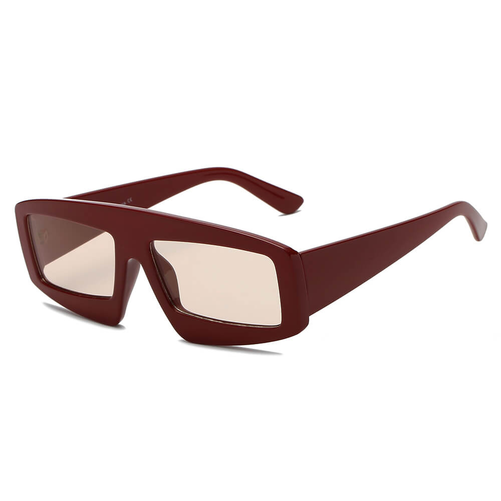 COHOES | S1077 - Women Bold Retro Vintage Rectangular Sunglasses - Cramilo Eyewear - Stylish Trendy Affordable Sunglasses Clear Glasses Eye Wear Fashion