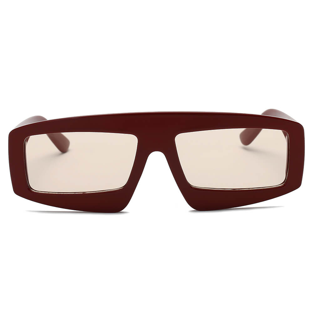COHOES | S1077 - Women Bold Retro Vintage Rectangular Sunglasses - Cramilo Eyewear - Stylish Trendy Affordable Sunglasses Clear Glasses Eye Wear Fashion