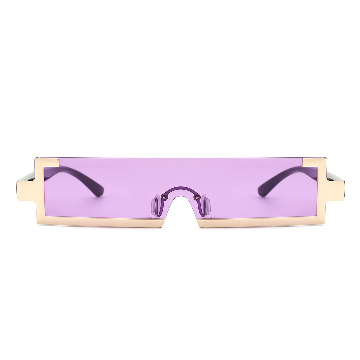 Celestra - Retro Rectangular Narrow Semi Rimless Vintage Slim Fashion Sunglasses - Charming Charlie