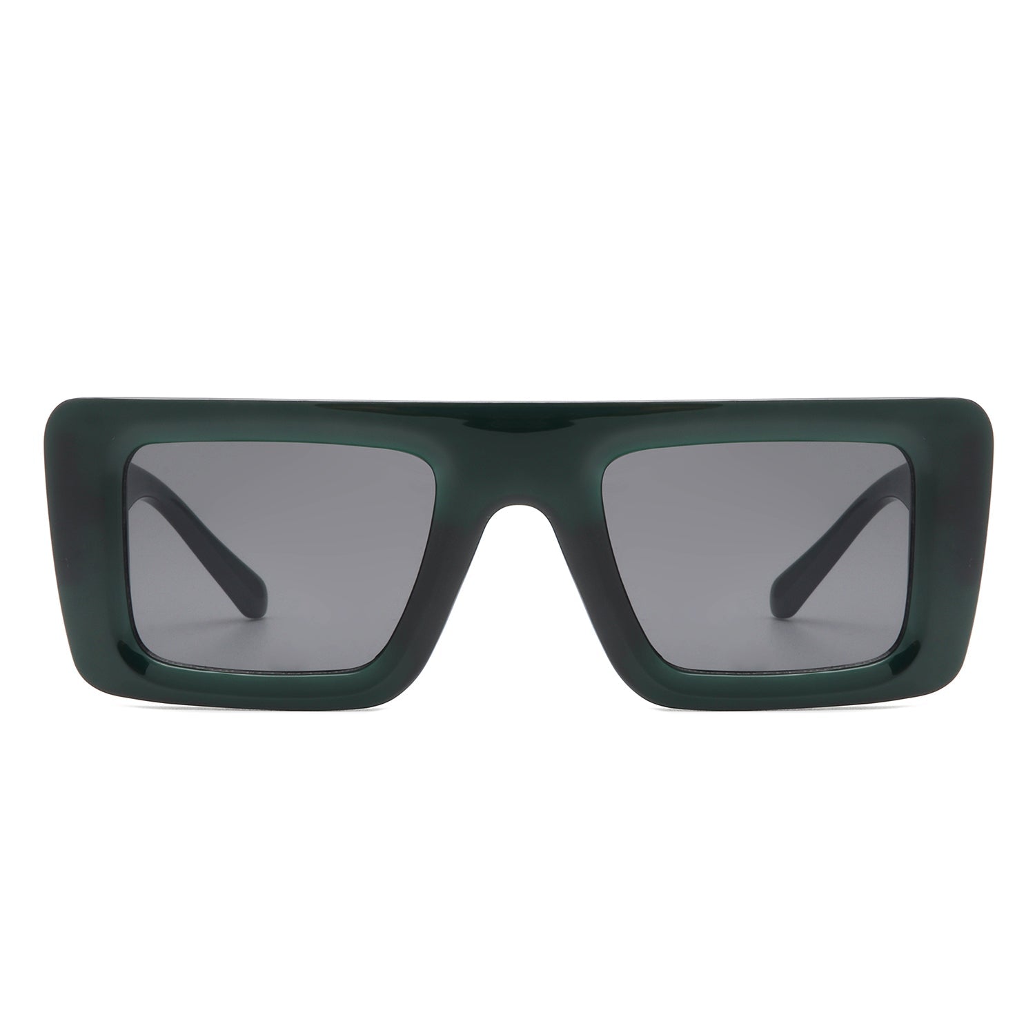 Lumos - Square Retro Two-Tone Thick Frame Flat-Top Sunglasses - Charming Charlie