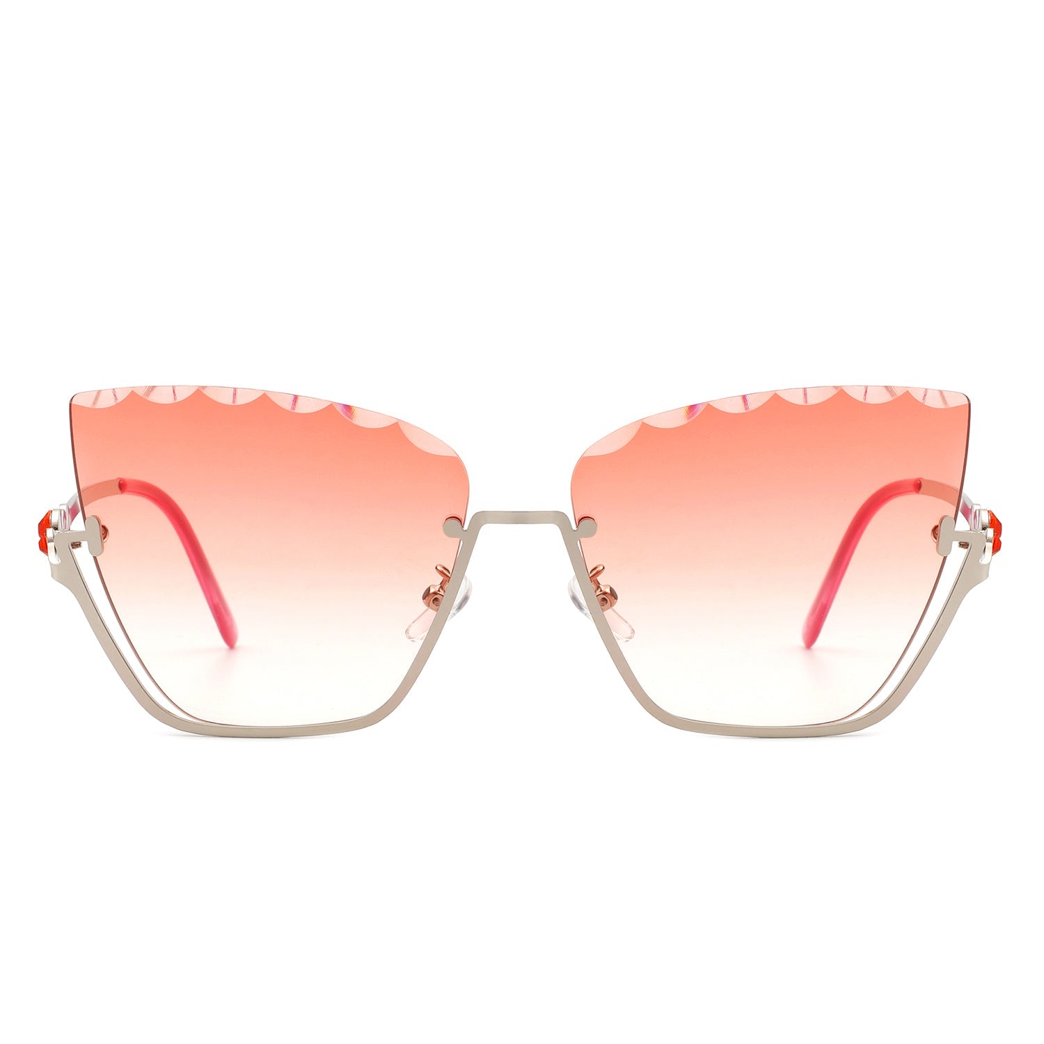 Starfire - Half Frame Square Irregular Tinted Fashion Cat Eye Sunglasses - Charming Charlie