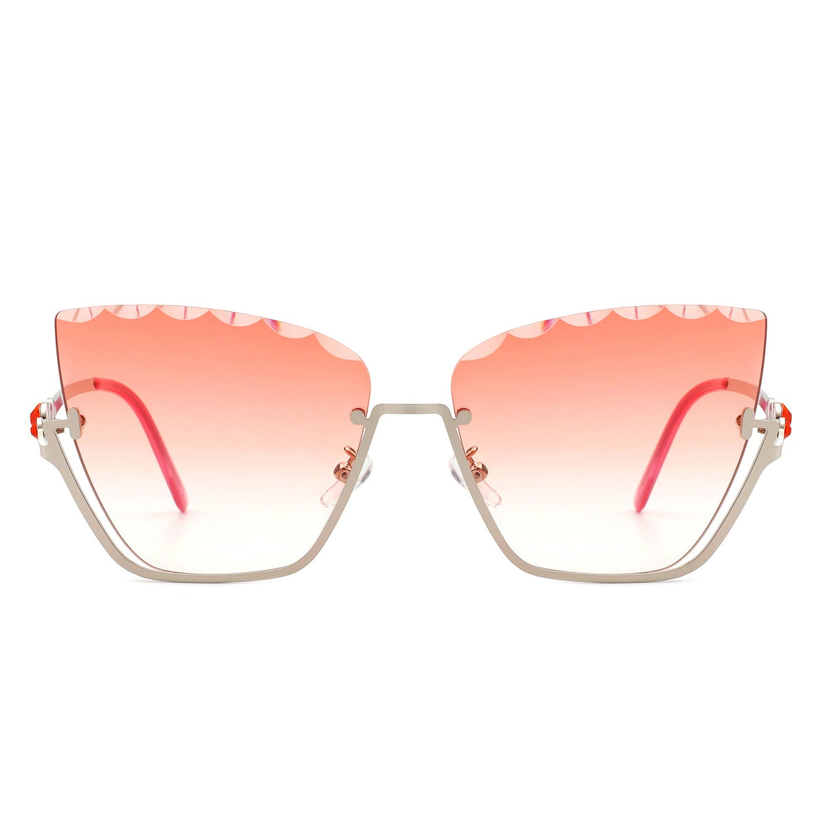 Starfire - Half Frame Square Irregular Tinted Fashion Cat Eye Sunglasses - Charming Charlie