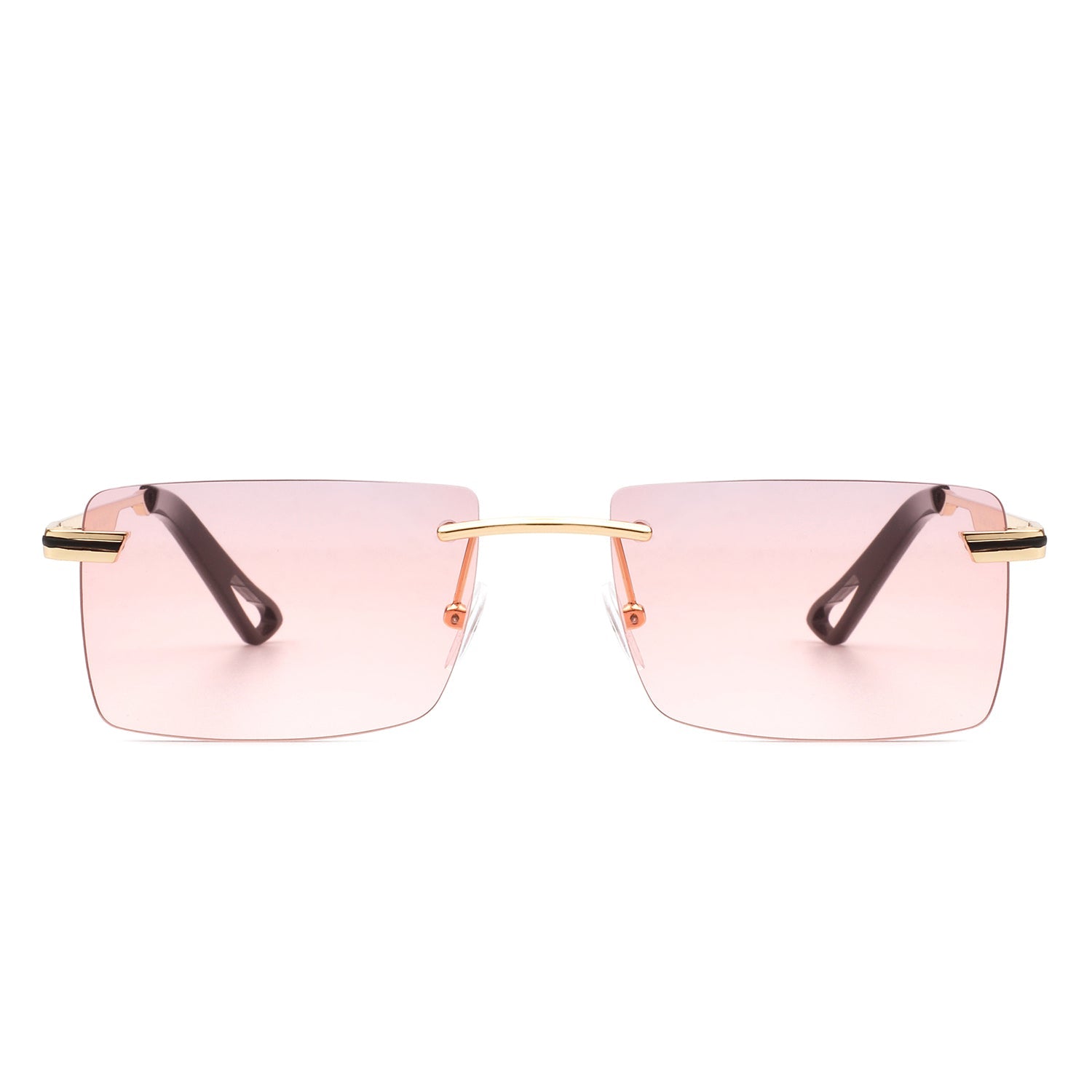 Vibrante - Rectangle Rimless Retro Tinted Fashion Flat top Sunglasses - Charming Charlie