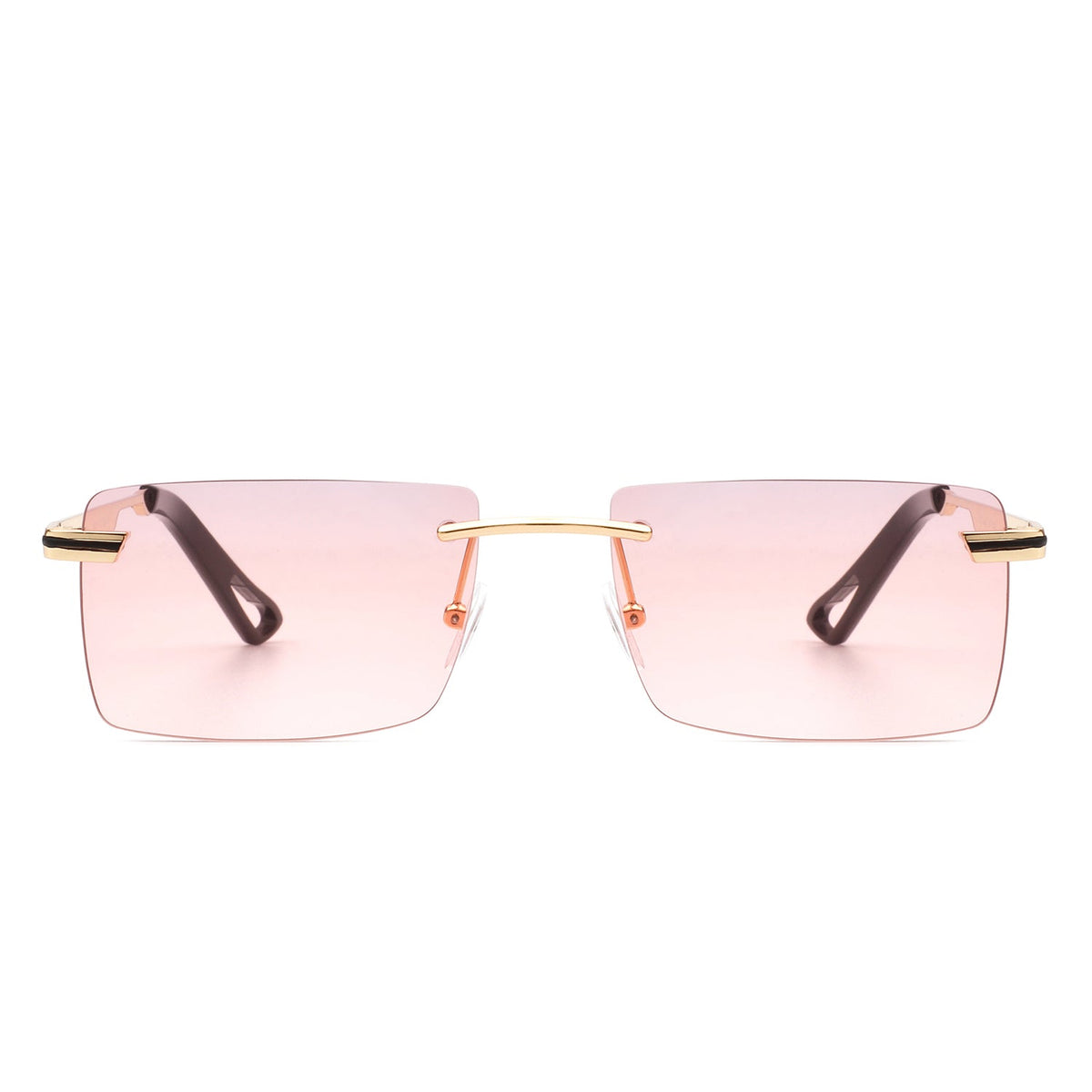 Vibrante - Rectangle Rimless Retro Tinted Fashion Flat top Sunglasses - Charming Charlie