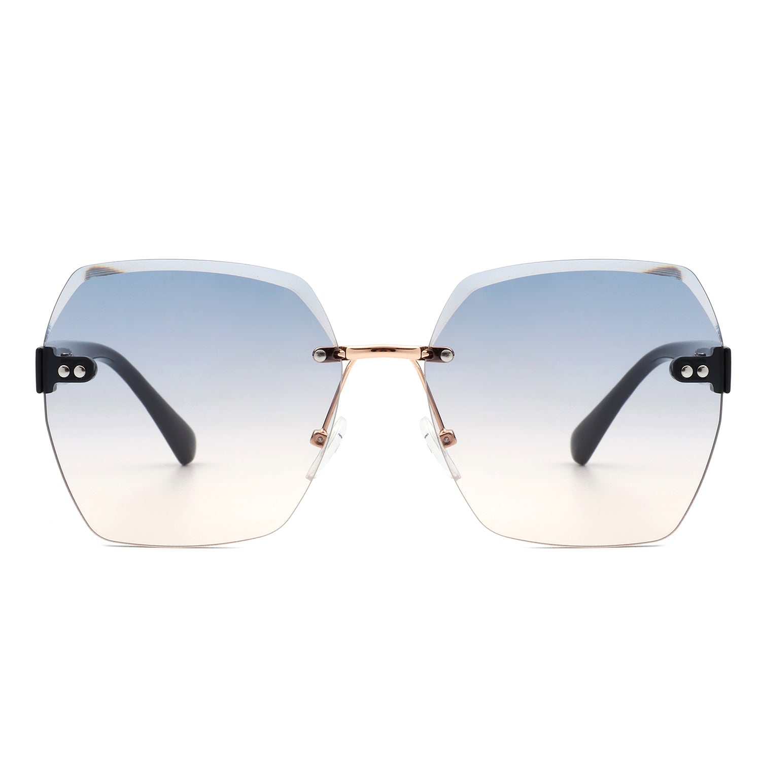 Evernova - Oversize Square Geometric Rimless Tinted Fashion Sunglasses - Charming Charlie
