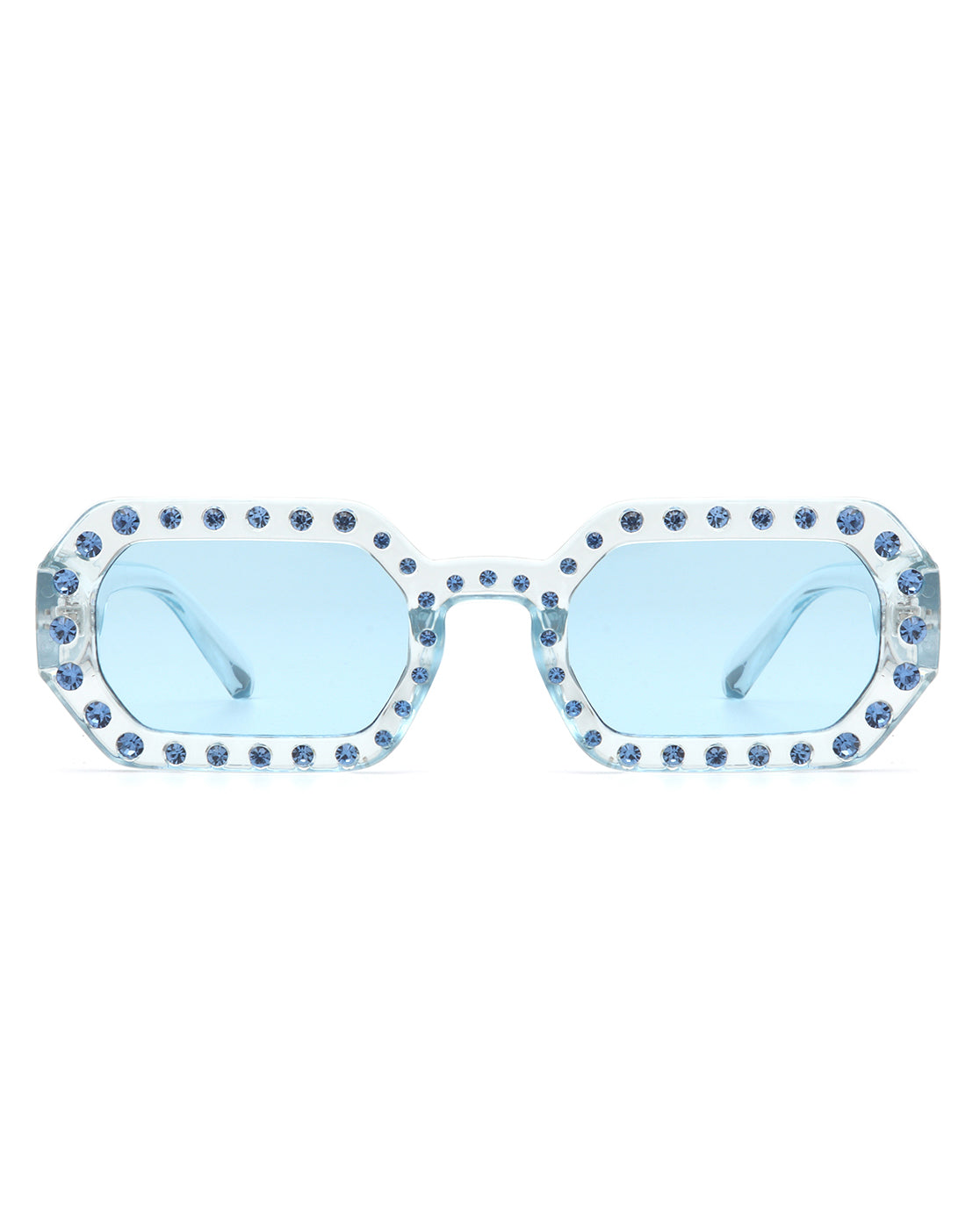 Whisp - Square Retro Rhinestone Tinted Geometric Fashion Sunglasses - Charming Charlie
