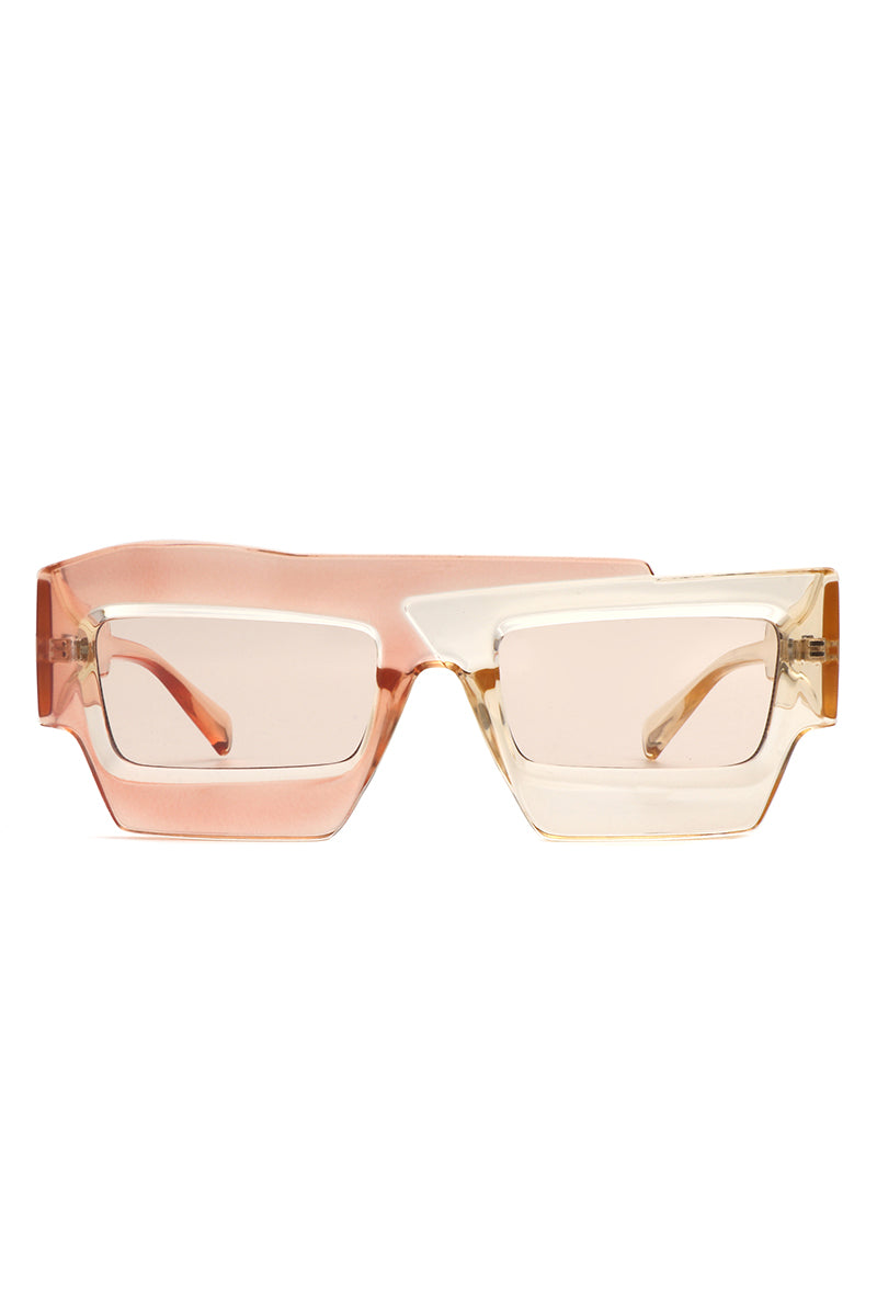 Brynden - Futuristic Square Irregular Flat Top Two-Tone Sunglasses - Charming Charlie