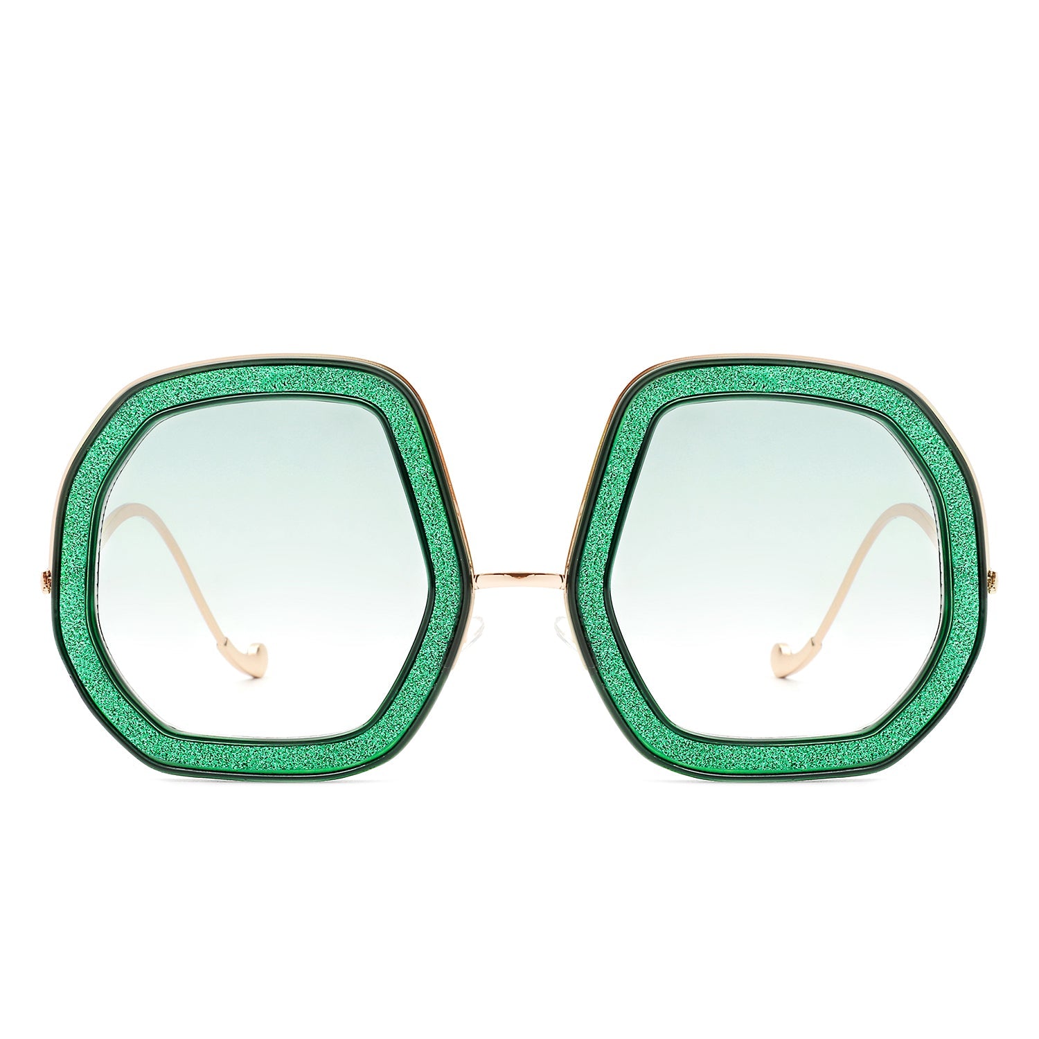 Xanadawn - Women Round Irregular Geometric Glitter Fashion Sunglasses - Charming Charlie