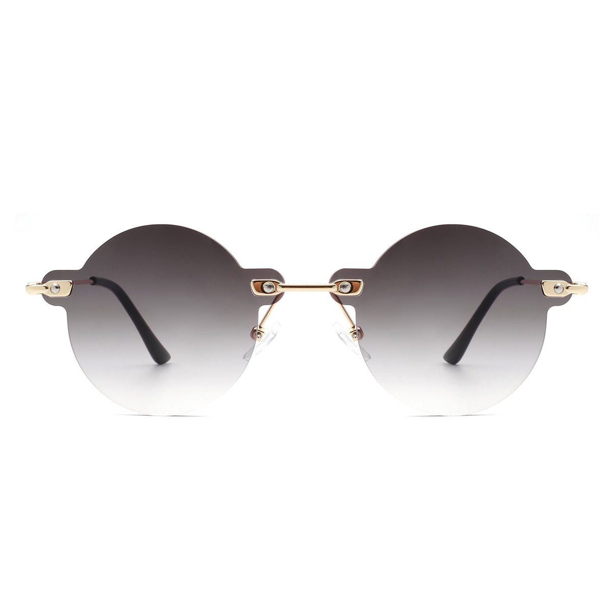 Crescent - Circle Retro Round Rimless Fashion Tinted Vintage Sunglasses - Charming Charlie